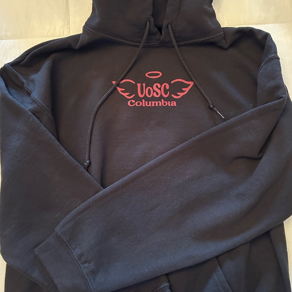 Gildan Black Hoodie with Red Logo
